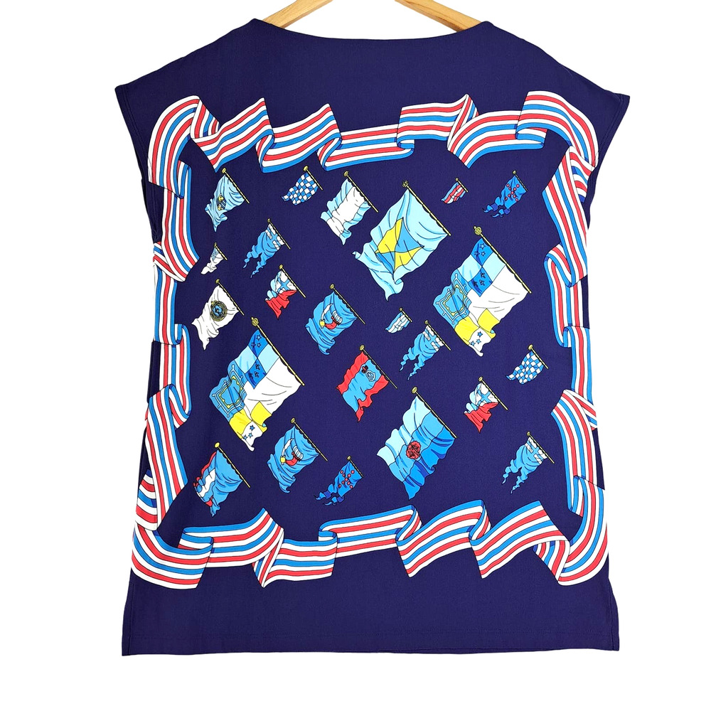 J. McLaughlin Navy Blue Graphic Blouse - Picture 6 of 6